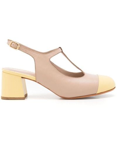 Sarah Chofakian Magie 45mm Leather Court Shoes - Natural