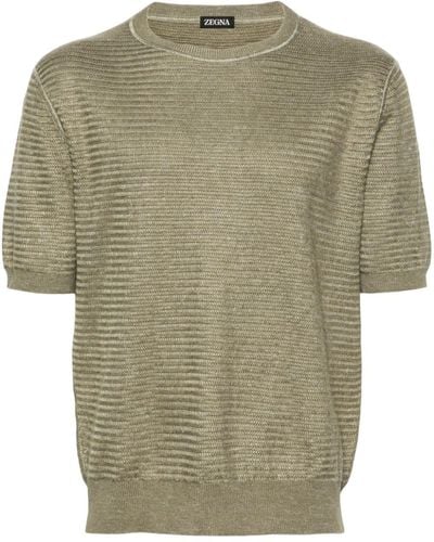Zegna Short-sleeve Ribbed-knit T-shirt - Green