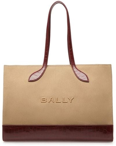 Bally Bar Logo-print Tote Bag - Natural