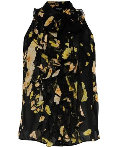 Giambattista Valli Floral-print Silk Top - Black
