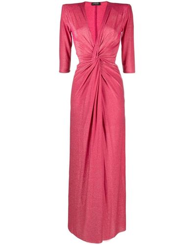 Liu Jo Twist-detail Lurex Gown - Pink