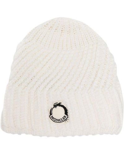 Moncler Logo-patch Ribbed Beanie - White