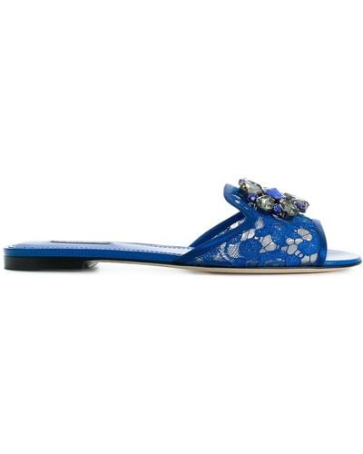 Dolce & Gabbana Bianca Sandalen Verfraaid Met Kristallen - Blauw