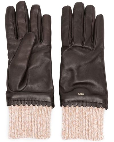 Chloé Jamie Logo-lettering Leather Gloves - Black