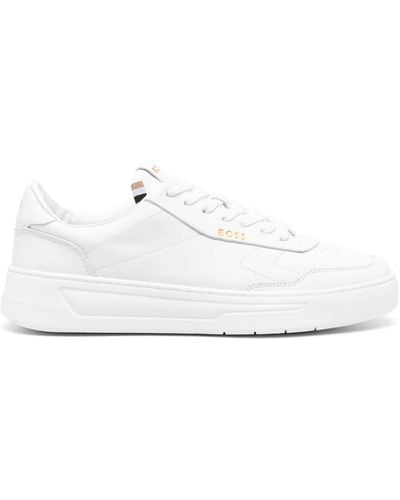 BOSS Logo-print Leather Trainers - White