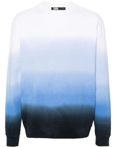 Karl Lagerfeld Sweater Met Ombré-effect En Logoprint - Blauw