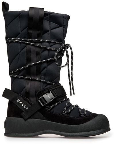 Bally Quilted Lace-up Boots - Black