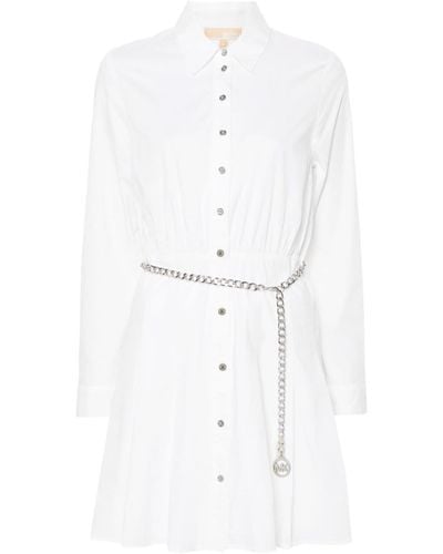MICHAEL Michael Kors Belted Mini Shirt Dress - Wit