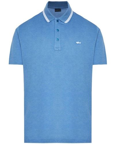Paul & Shark Logo-appliqué Cotton Polo Shirt - Blue
