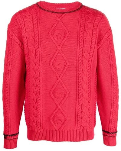 Marine Serre Cable-knit Wool Jumper - Pink