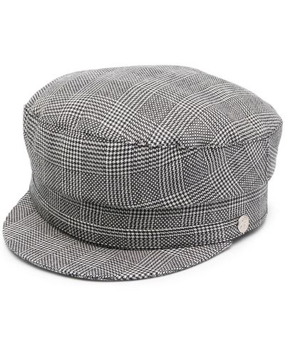 Manokhi Plaid-check Print Hat - Gray
