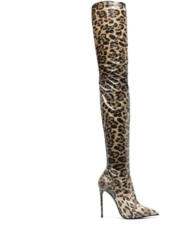 Le Silla Eva 110mm Leopard-print Boots - White