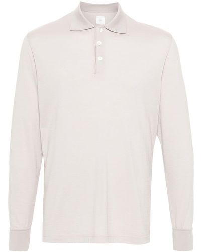 Eleventy Long-sleeve Jersey Polo Shirt - White