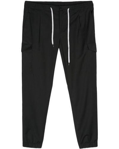 PT Torino Multiple-pockets Tapered Trousers - Black