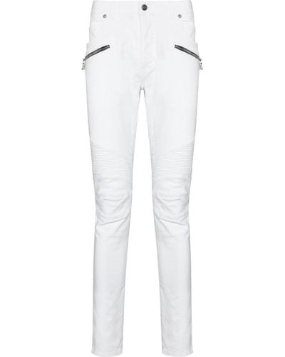 Balmain Jeans skinny con zip - Bianco