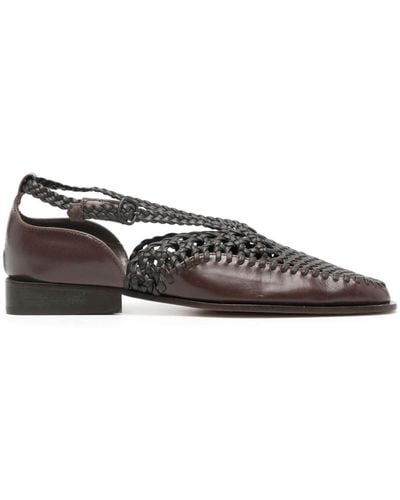 Hereu Tala Interwoven Leather Loafers - Brown