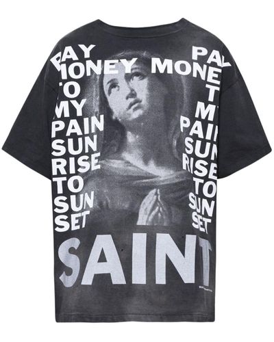 SAINT Mxxxxxx T-shirt Met Print - Zwart