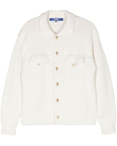 Junya Watanabe Button-up ribbed-knit cardigan - Blanc
