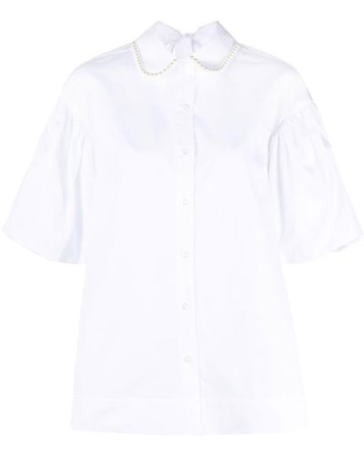 Simone Rocha Camisa con apliques y manga farol - Blanco