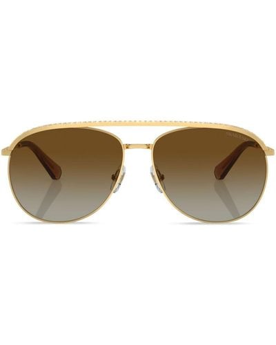 Swarovski Crystal-embellished Pilot-frame Sunglasses - Metallic