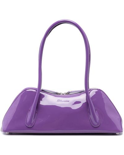 Blumarine Patent-finish Debossed-logo Shoulder Bag - Purple