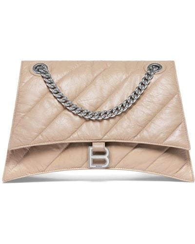 Balenciaga Medium Crush Leather Shoulder Bag - Natural