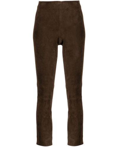 Vince Cropped Suede Pants - Brown