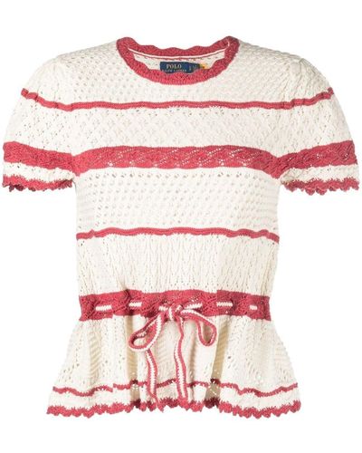 Polo Ralph Lauren Short Sleeve Knitted Top - Natural