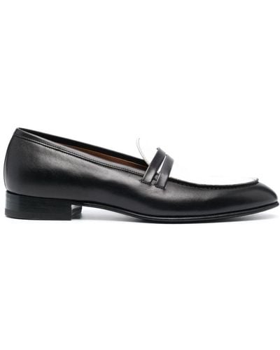 Malone Souliers Luca Leather Almond-toe Loafers - Black