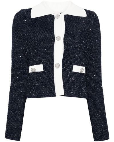 Liu Jo Veste en tweed à sequins - Bleu