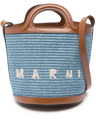 Marni Bucket-tas Met Geborduurd Logo - Blauw