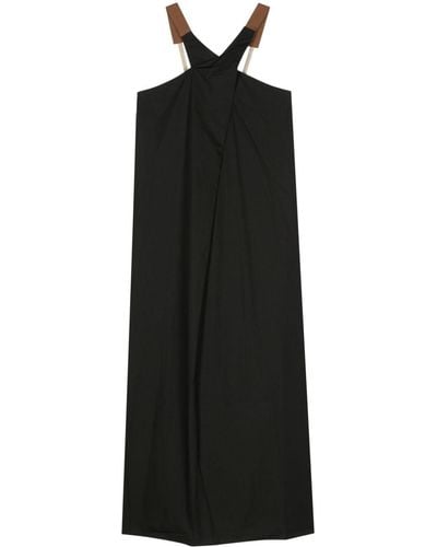 Alysi Crossover-strap Poplin Midi Dress - Black