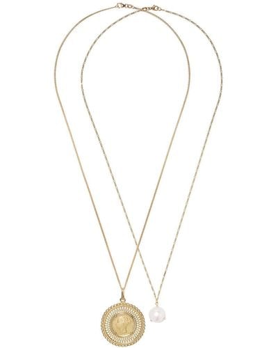 Wouters & Hendrix 18kt Gold Pearl And Coin Pendant Necklaces - White