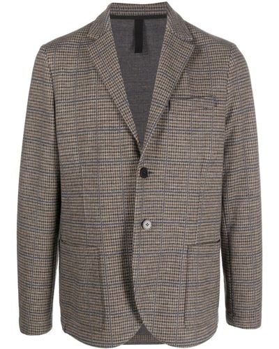Harris Wharf London Houndstooth-pattern Virgin Wool Blazer - Grey