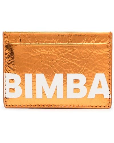 Bimba Y Lola Logo-print leather card holder - Naranja