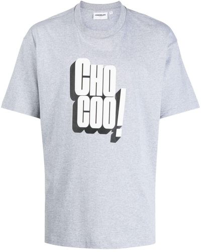 Chocoolate Slogan-print Cotton T-shirt - Blue