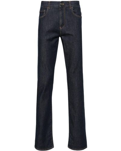 Canali Halbhohe Straight-Leg-Jeans - Blau