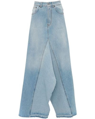 Victoria Beckham Paneled Denim Maxi Skirt - Blue
