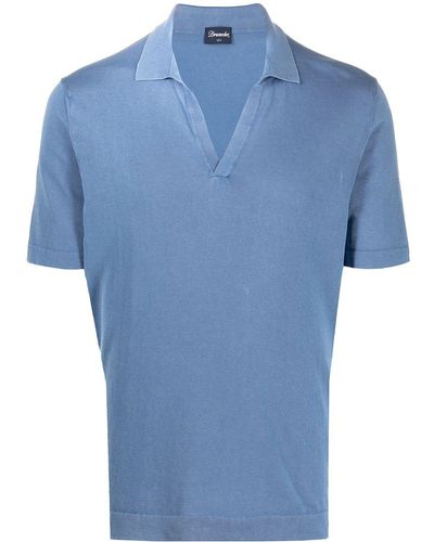 Drumohr T-shirt Met Kraag - Blauw