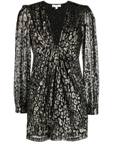 MICHAEL Michael Kors Leopard Jacquard Mini Dress - Black
