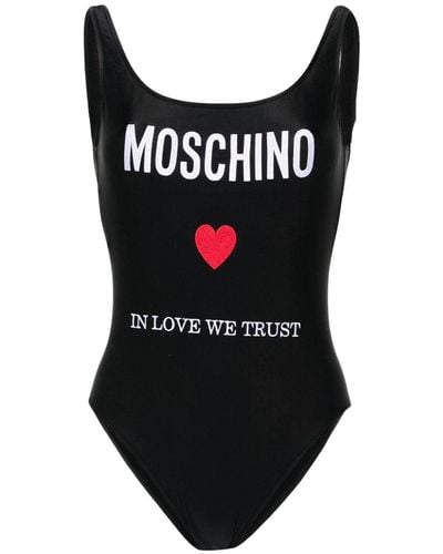 Moschino One-Piece Swimsuit With Embroidery - Black