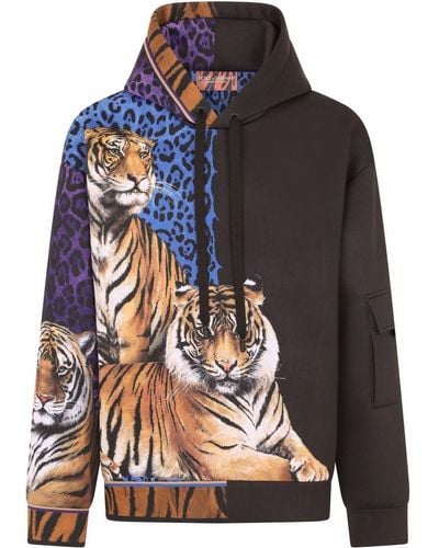 Dolce & Gabbana Tiger-print Hoodie - Black