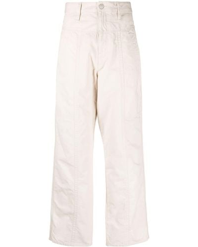 Isabel Marant Pantalon en coton à coupe droite - Blanc