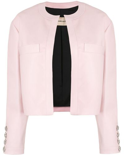 Alexandre Vauthier Crystal Button Leather Jacket - Pink