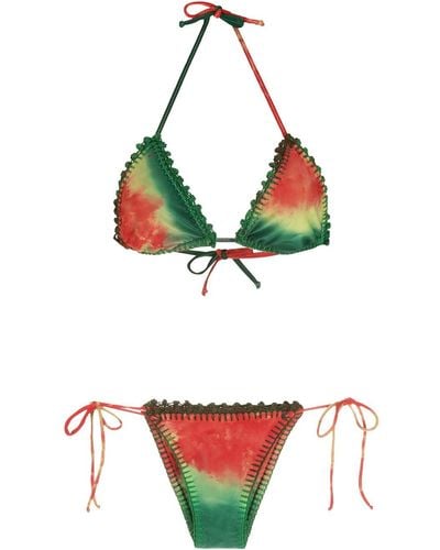 Amir Slama Embroidery Tie Dye Bikini Set - Green