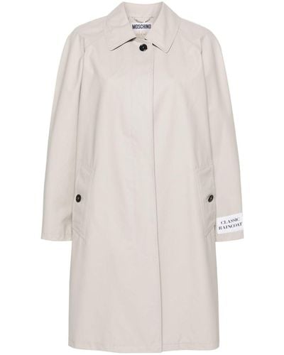 Moschino Patch-detail Midi Trench Coat - White