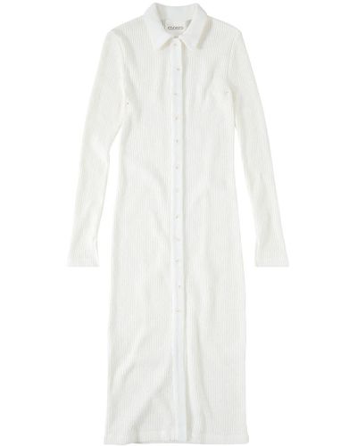 Closed Robe-chemise longue en maille ajourée - Blanc