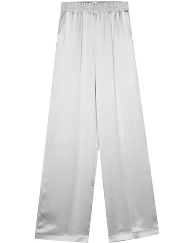 Eleventy Wide-leg Silk Trousers - White