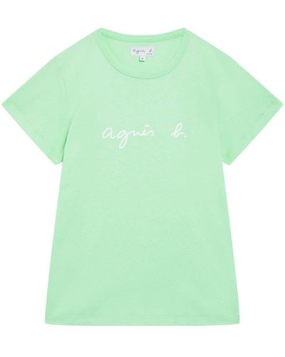 agnès b. Logo-print Cotton T-shirt - Green