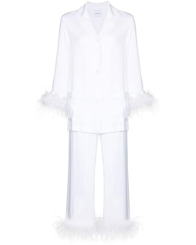 Sleeper Pyjama bordé de plumes - Blanc